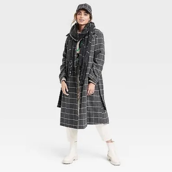 Women's Overcoat - A New Day Gray Plaid - Picture 2 of 7